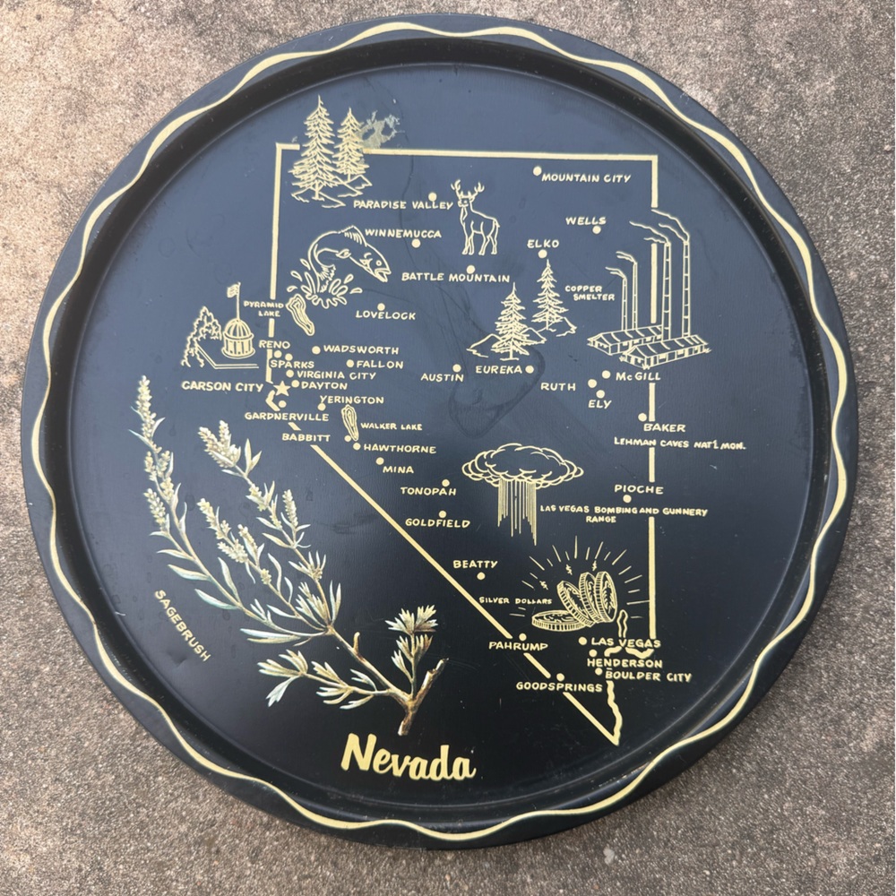 Decorative Metal Nevada State Plate / Tray